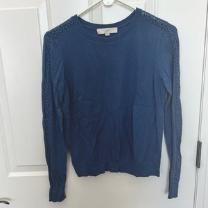 LOFT Blue Sweater with Detailing on Sleeve- Size Small